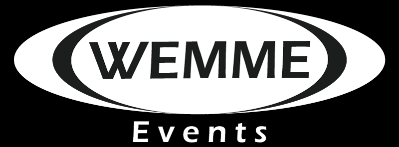 WEMME Events Logo auf schwarzem Hintergrund